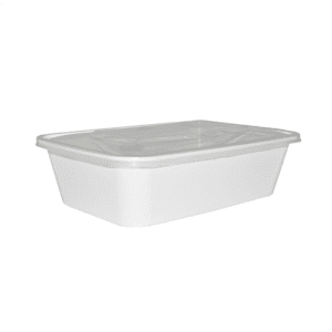 Rhinopack 1250ml Rectangle Container White Base, Clear Lid, 5pack