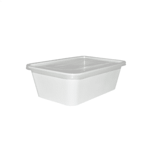 Rhinopack 750ml Rectangle Container White Base, Clear Lid, 5pack