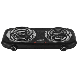 Brentwood Double Coiled Electric Double Burner, Black