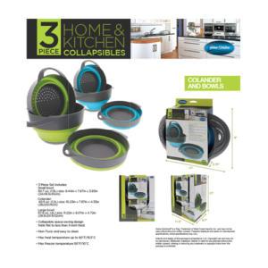 Collapsible 3pc Collander & Bowl Set