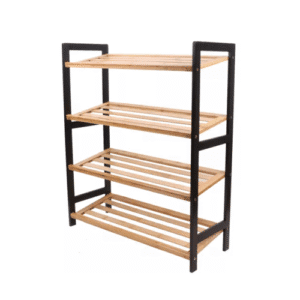 4-Tier Bamboo Shoe Rack, Black