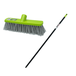 Eazzz 24cm Push Broom & Painted Wooden Handle, Green
