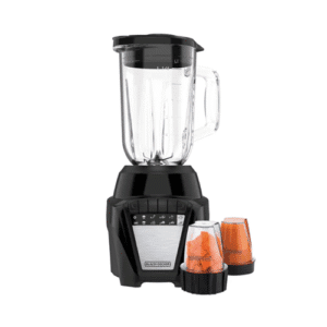 Black+Decker 8-Speed Blender, Glass Jar & 2 Plastic Cups, Black
