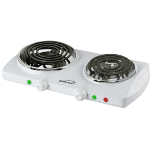 Brentwood Electric Double Burner, White