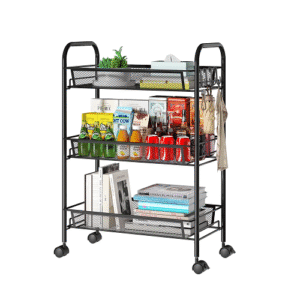 Metal 3-Tier Rolling Utility/Kitchen Cart, Black