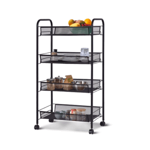 Metal 4-Tier Rolling Utility/Kitchen Cart, Black