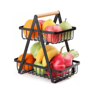Metal 2-Tier Countertop Fruit/Vegetable Basket, Black