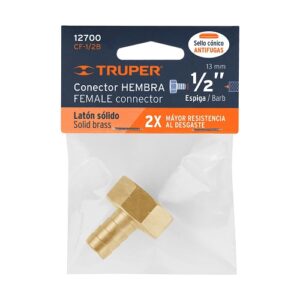 Truper 1/2" Solid Brass Female Hose Connector
