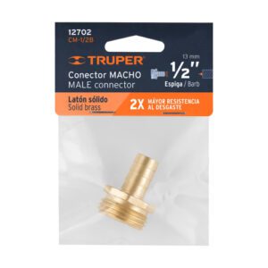 Truper 1/2" Solid Brass Male Hose Connector