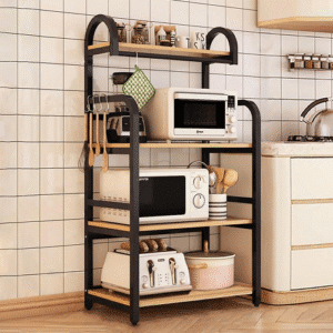 Metal 4-Tier Kitchen Storage Rack, Black