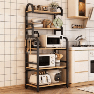 Metal 5-Tier Kitchen Storage Rack, Black
