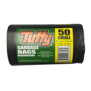Tuffy Small Garbage Bags, Black 20" x 22" - 50 Bags/Roll