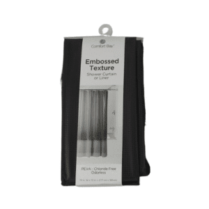 Comfort Bay Vinyl Embossed Texture Shower Curtains/Liner 70”W x 72”L, Black