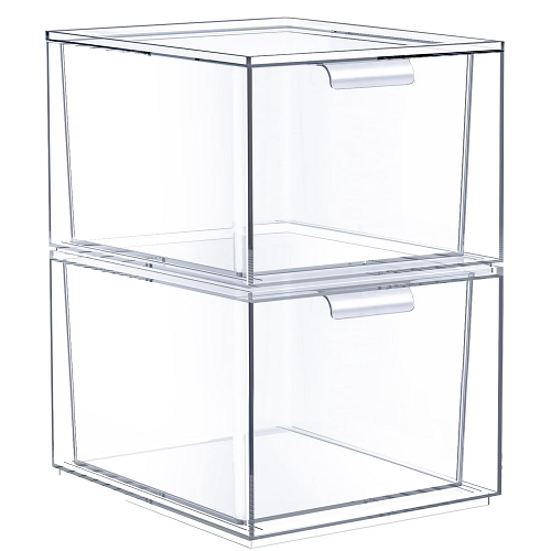 Acrylic 2-Tier Storage Drawer Unit, Clear