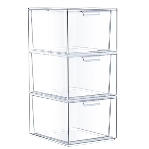 Acrylic 3-Tier Storage Drawer Unit, Clear