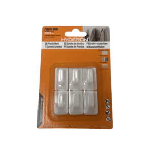 Hyderon 6pak Plastic Wall Hooks 1.8 x 3 cm