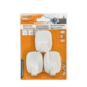 Hyderon 3pak Plastic Wall Hooks 3.4 x 4.4 cm