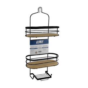 Spa Collection Metal & Bamboo Shower Caddy, Black