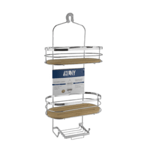 Spa Collection Metal & Bamboo Shower Caddy, Chrome