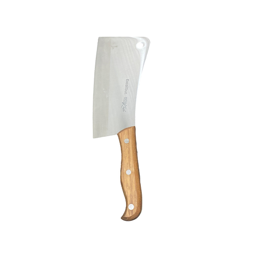 Excalibur 12" Heavy Kitchen Cleaver, Wooden Handle - Image 2