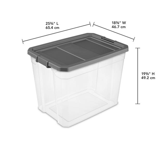 Sterilite108 Quart Stacker Tote Box, Clear/Flat Gray - Image 2