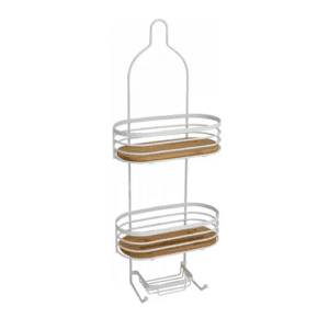 Spa Collection Metal & Bamboo Shower Caddy, White