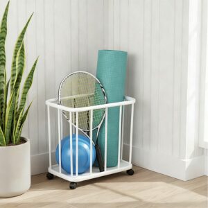 Wheeled Plastic Multi-Purpose Rolling Organizer Bin, White