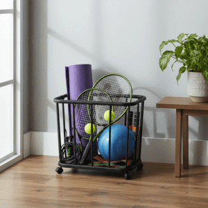 Wheeled Plastic Multi-Purpose Wide Rolling Organizer Bin, Black