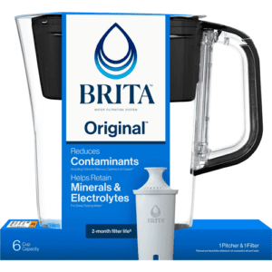 Brita Denali 6 Cup Pitcher Water Filtration System, Black