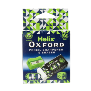 Helix Oxford Geo Eraser and Sharpener, Green