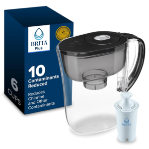Brita Metro 6-Cup Water Filter Pitcher with BritaPlus Filter, Black