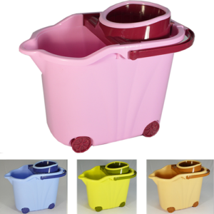 Plastic Mop Bucket on Wheels with Wringer, Assorted Colors