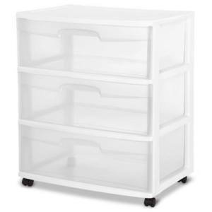 Sterilite Wide 3-Drawer Cart, White