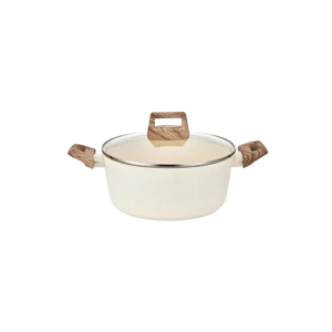 Hamilton Beach 4.3 Qt Forged Dutch Oven with Glass Lid, Beige Ceramic