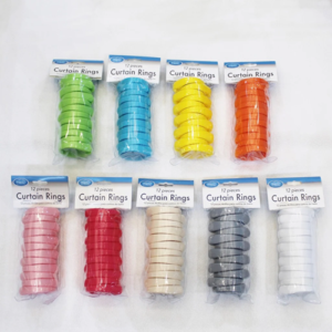 Plastic Easy Gliding 12pcs Shower Curtain Rings, Assorted Colors