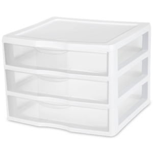 Sterilite Wide 3-Drawer Unit, White