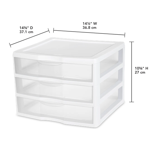 Sterilite Wide 3-Drawer Unit, White - Image 2