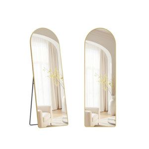 Arched 62" Full Length Floor Mirror with Stand, Gold Frame