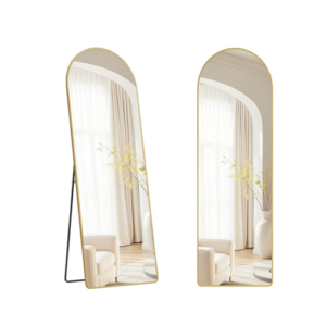 Arched 70" Full Length Floor Mirror with Stand, Gold Frame