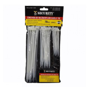 White Nylon Cable Ties Assorted Sizes, Pack of 70