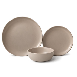 12pcs Stoneware Dinner Set, Taupe