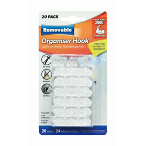 Clear Mini Decorating Removable Organizer Hooks, Pack of 20