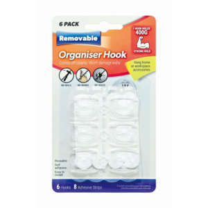 Clear Decorating Removable Hooks, Pack of 6