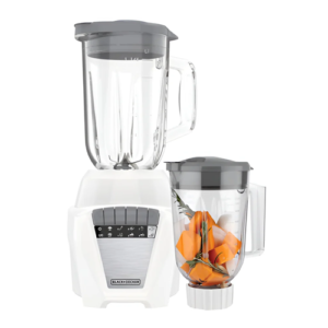 Black+Decker 8-Speed Blender, Glass Jar & Plastic Jar, White