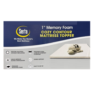Serta 1" Memory Foam Cozy Contour Mattress Topper, Queen
